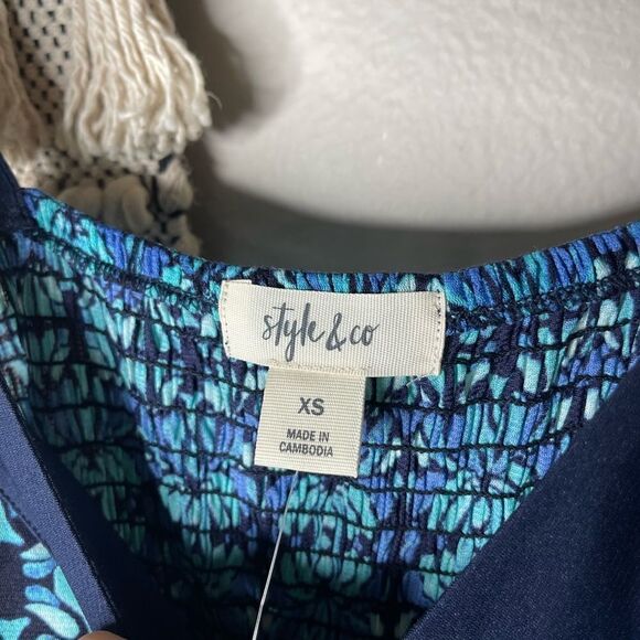 Style & Co. Blue Floral Print Watercolor Dress XS - Picture 9 of 9